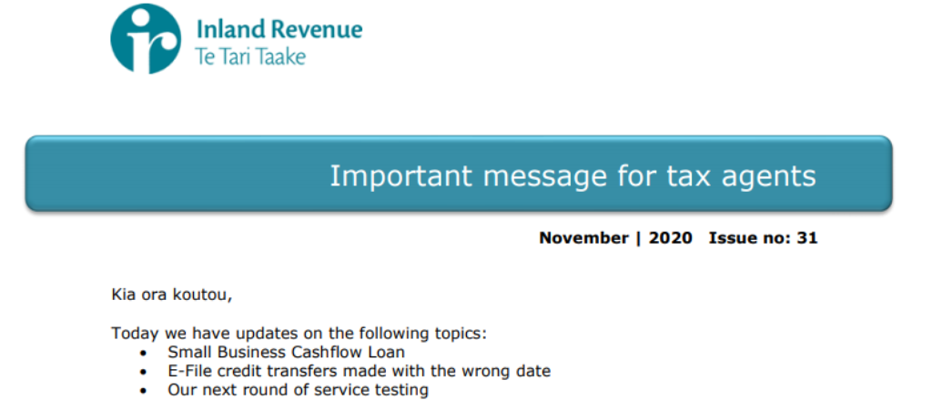 Important Message for Tax Agents